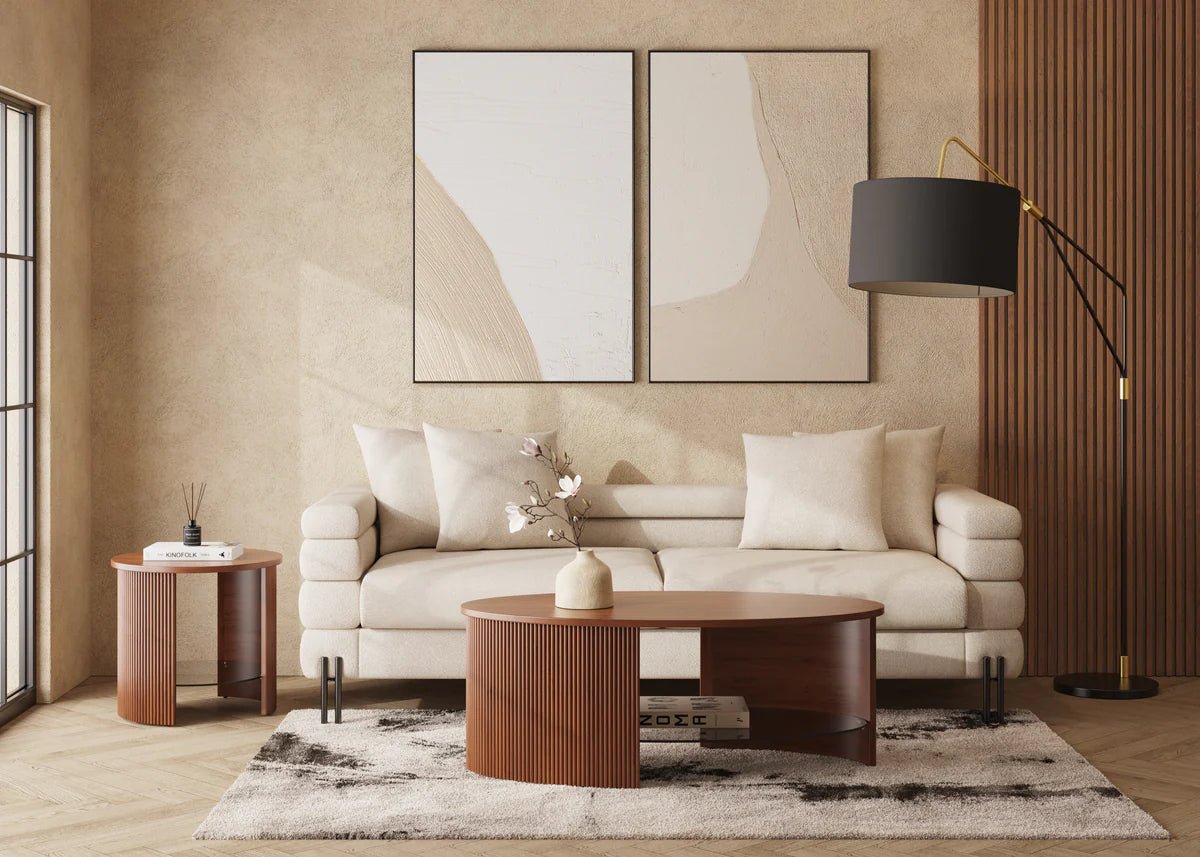 Roma Walnut Fluted Coffee Table by Jual Furnishings - Price Crash Furniture