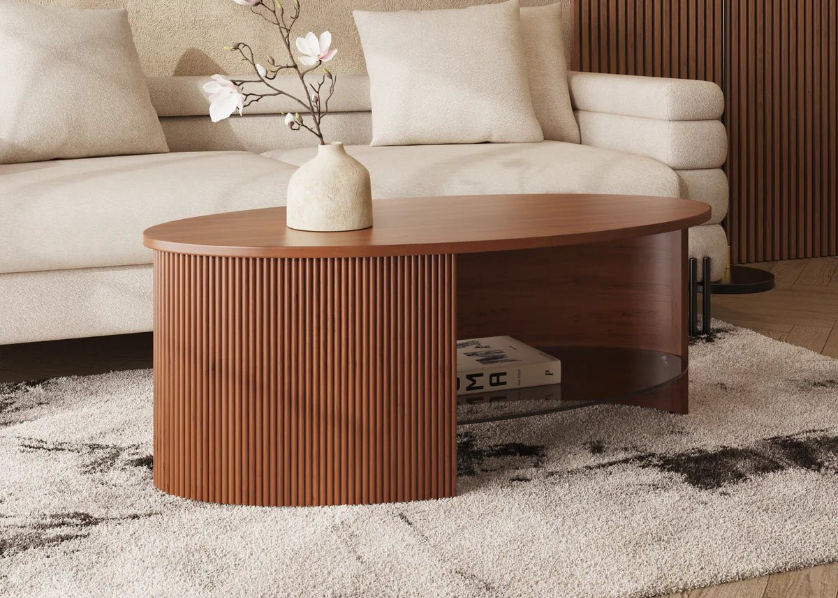 Roma Walnut Fluted Coffee Table by Jual Furnishings - Price Crash Furniture