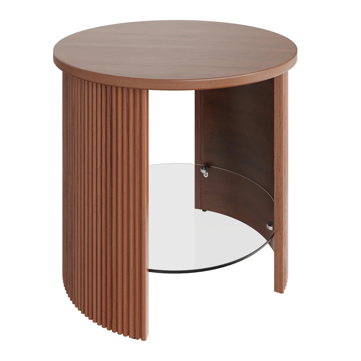 Roma Walnut Fluted Side Table by Jual Furnishings - Price Crash Furniture