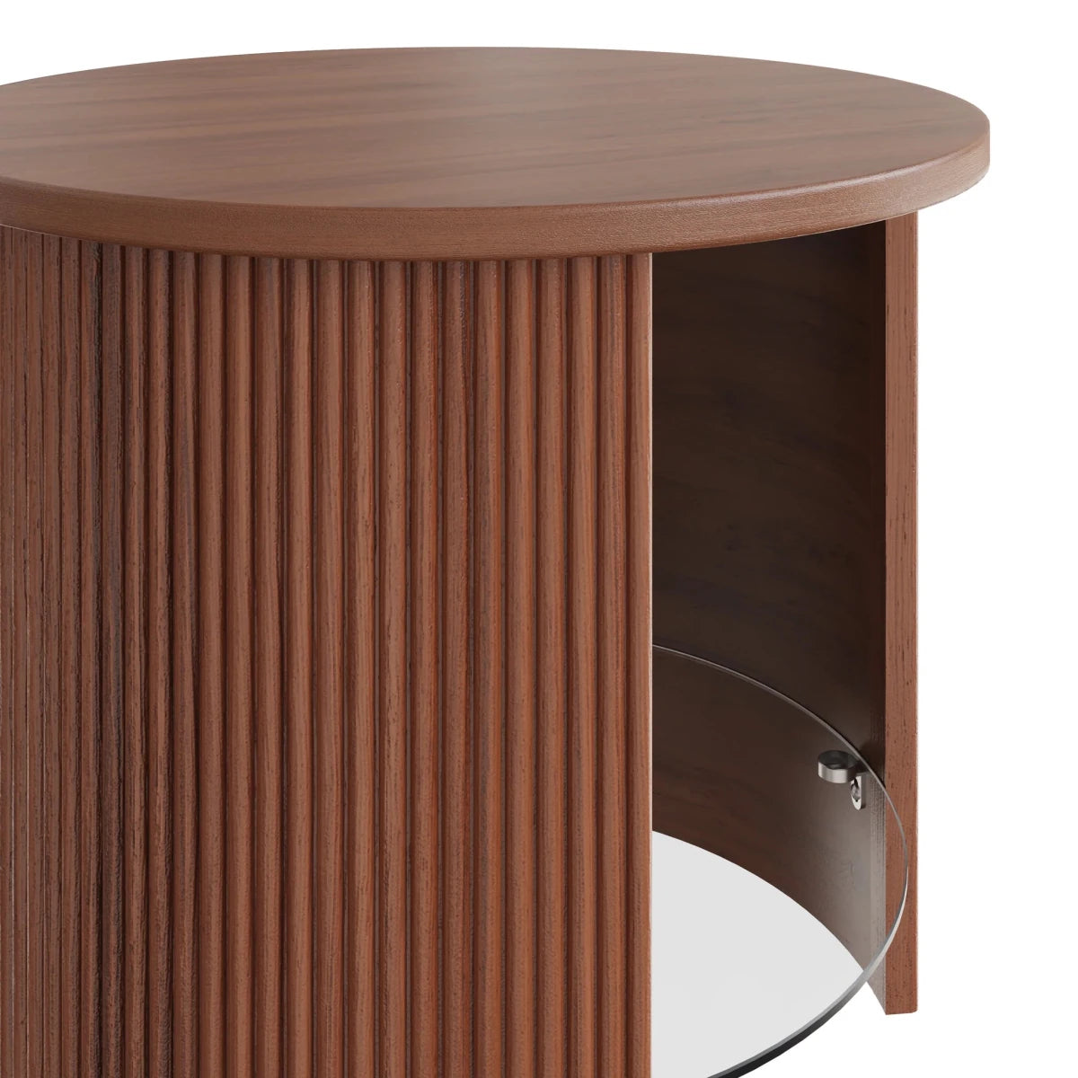 Roma Walnut Fluted Side Table by Jual Furnishings - Price Crash Furniture