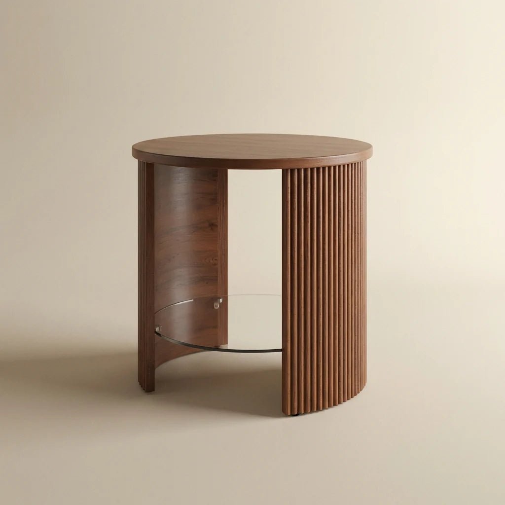 Roma Walnut Fluted Side Table by Jual Furnishings - Price Crash Furniture