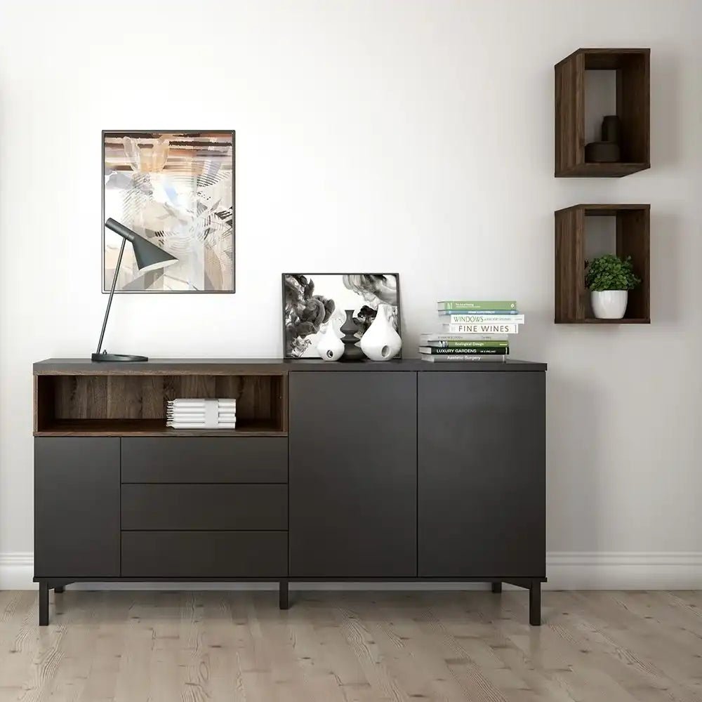 Roomers Wall Shelf Unit in Walnut - Price Crash Furniture