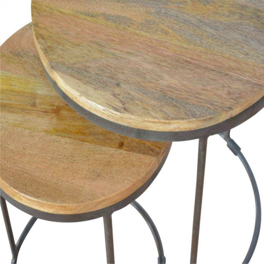 Round Stool Set Of 2 With Iron Base - Price Crash Furniture