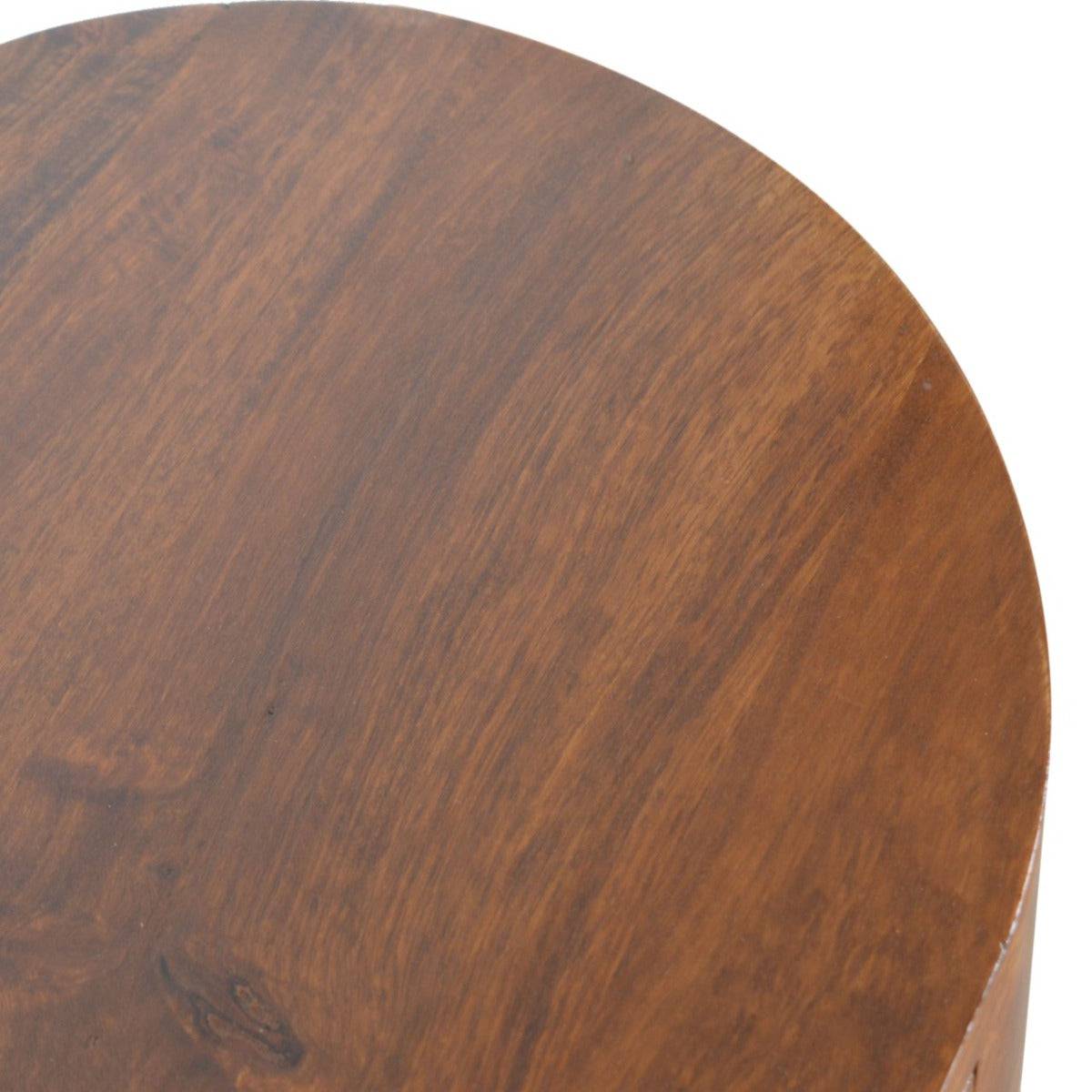 Rounded 1 Drawer Petite/Compact Console Table in Chestnut - effect Solid Mango Wood - Price Crash Furniture
