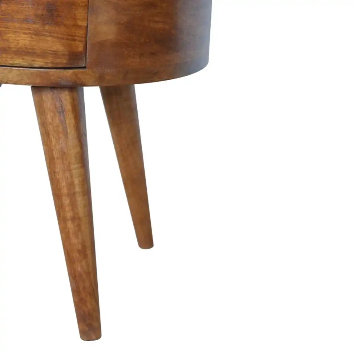 Rounded 2 Drawer Bedside Table in Chestnut - effect Solid Mango Wood - Price Crash Furniture