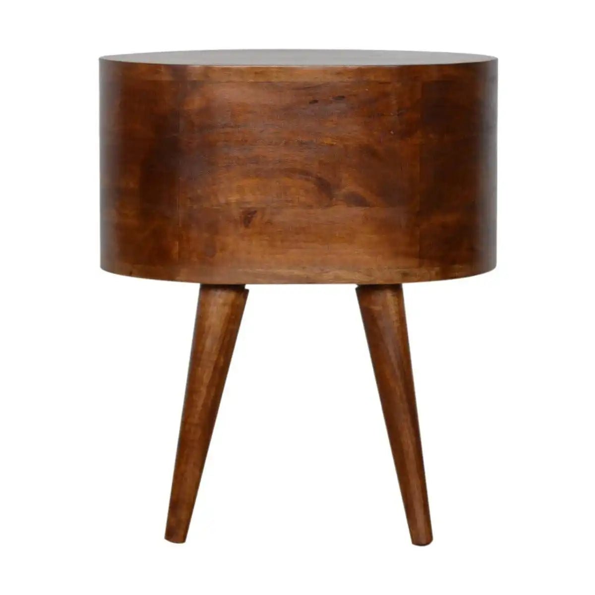 Rounded 2 Drawer Bedside Table in Chestnut - effect Solid Mango Wood - Price Crash Furniture