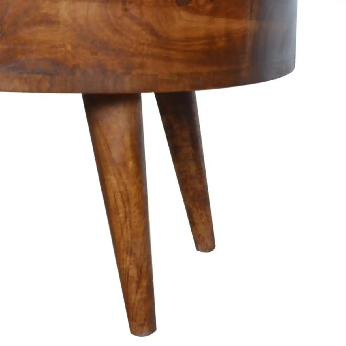 Rounded 2 Drawer Coffee Table in Chestnut - effect Solid Mango Wood - Price Crash Furniture