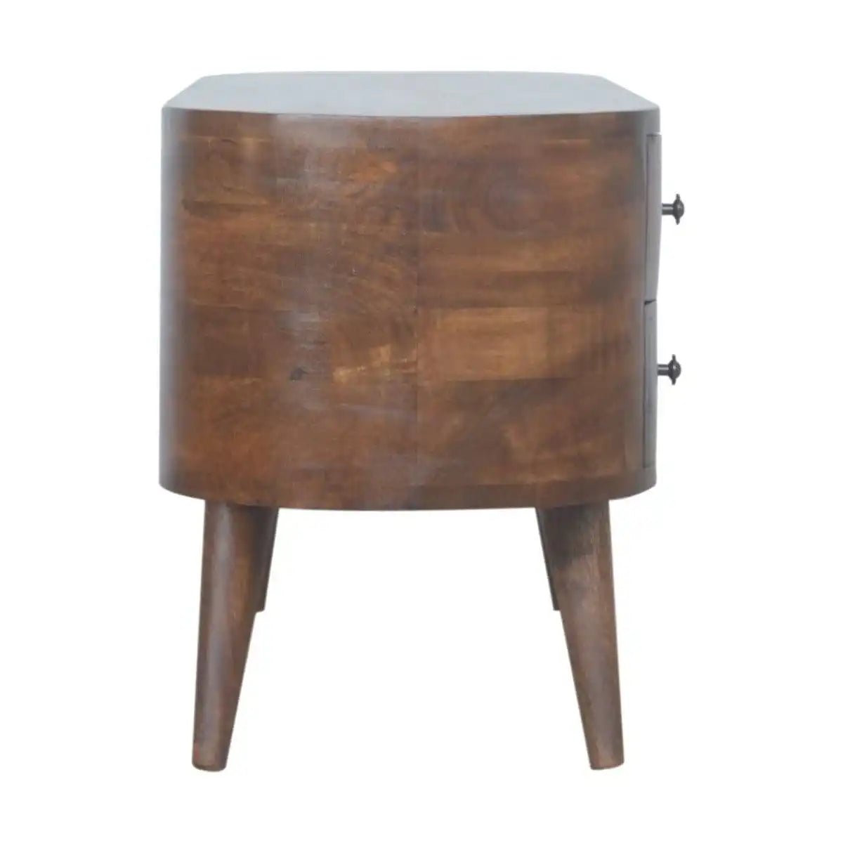 Rounded Media Unit with 4 Drawers in chestnut - effect Solid Mango Wood - Price Crash Furniture