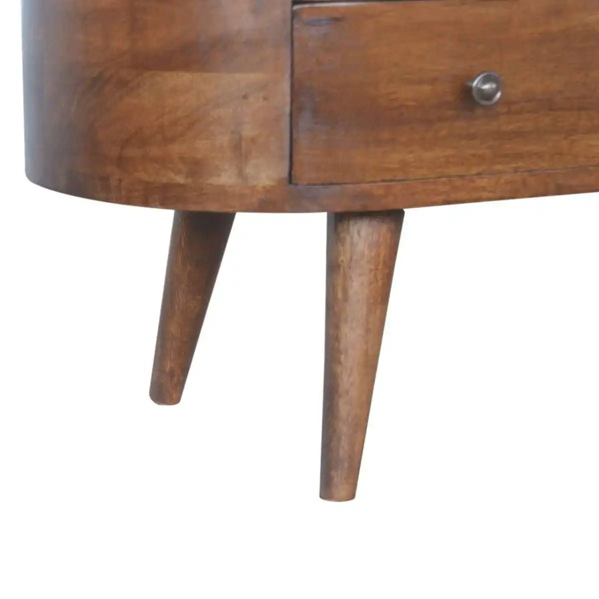 Rounded Media Unit with 4 Drawers in chestnut - effect Solid Mango Wood - Price Crash Furniture