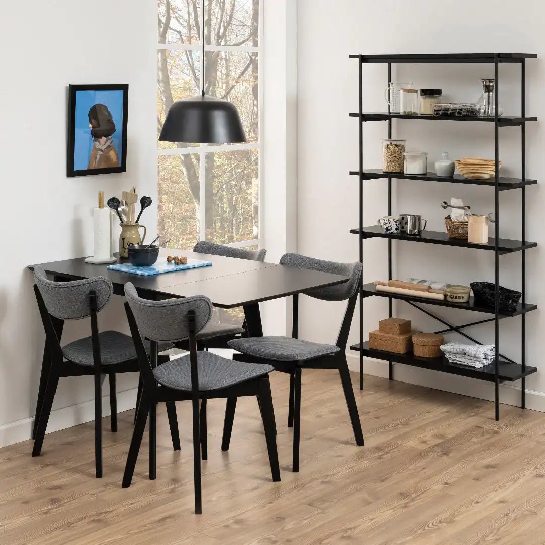 Roxby Extending Dining Table 80 - 120cm in Black - Price Crash Furniture