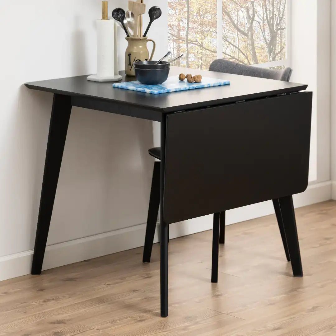 Roxby Extending Dining Table 80 - 120cm in Black - Price Crash Furniture