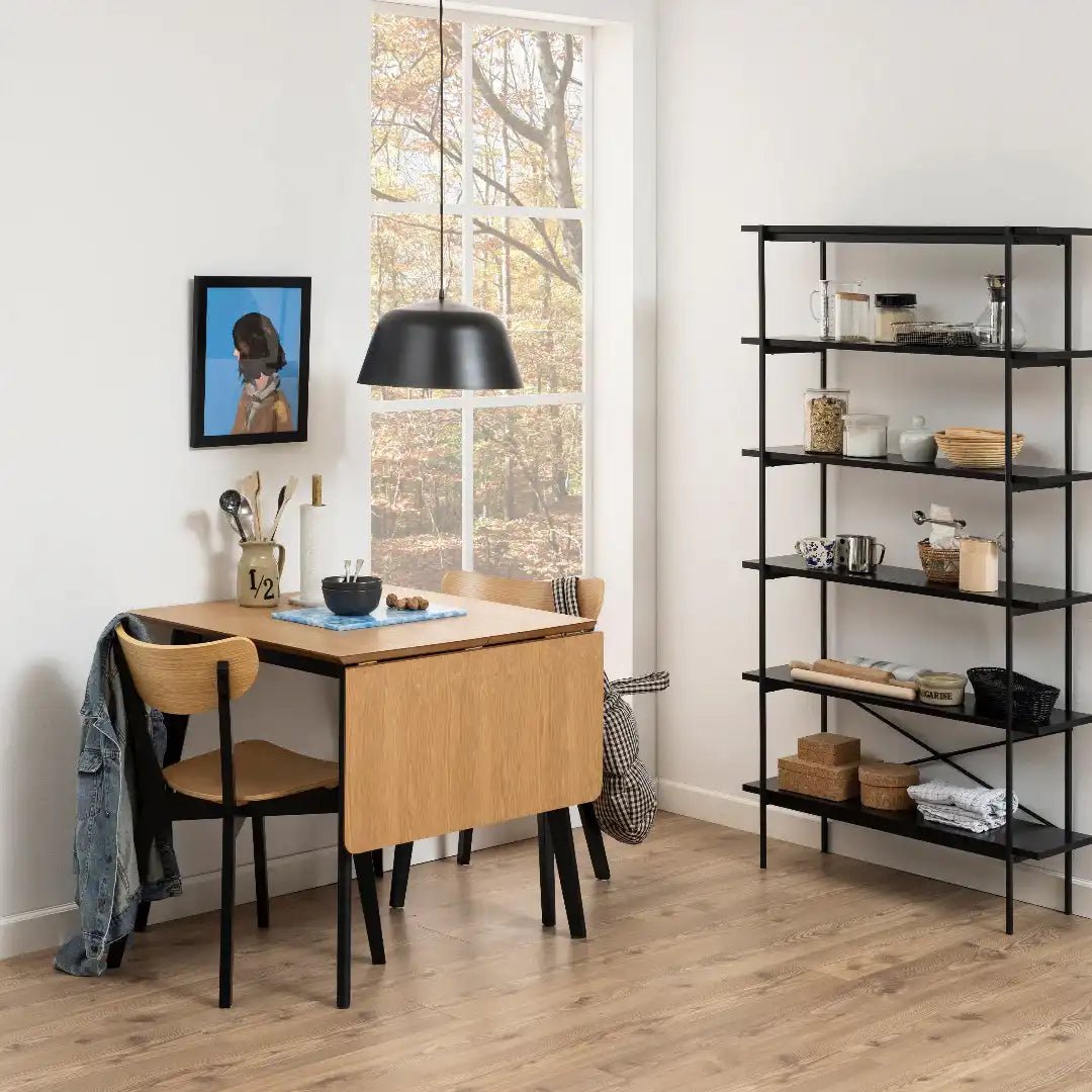 Roxby Extending Dining Table 80 - 120cm in Oak & Black - Price Crash Furniture