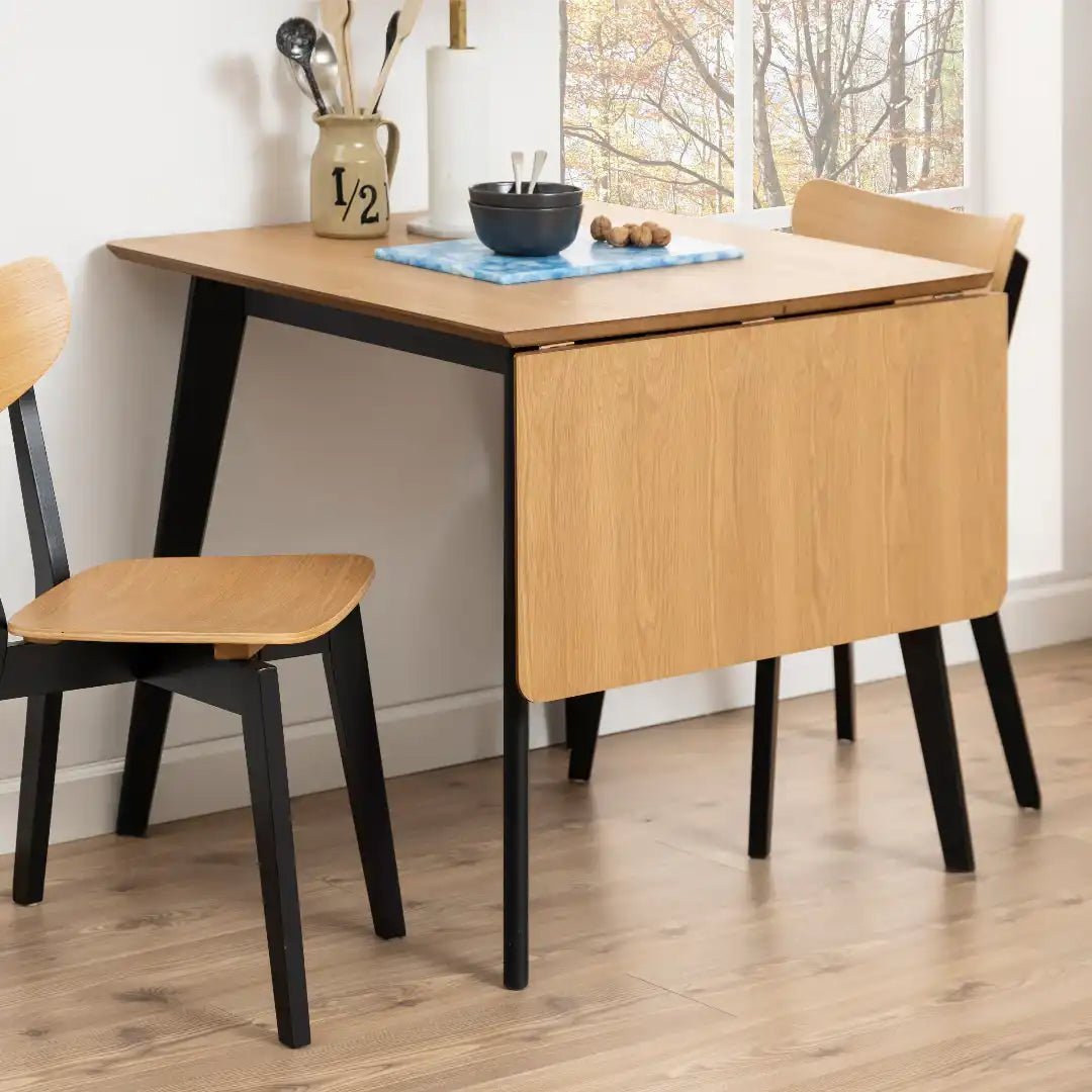 Roxby Extending Dining Table 80 - 120cm in Oak & Black - Price Crash Furniture