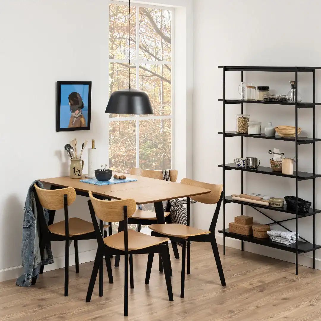 Roxby Extending Dining Table 80 - 120cm in Oak & Black - Price Crash Furniture