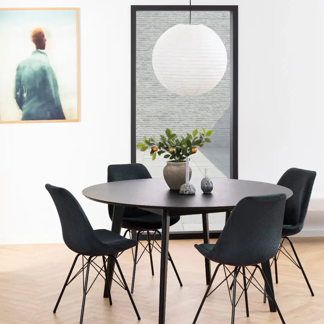 Roxby Round Dining Table in Black 140x76cm - Price Crash Furniture