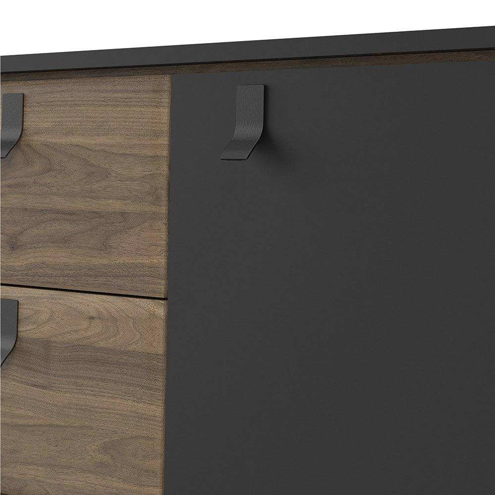 Ry Sideboard 2 Doors + 2 Drawers in Matt Black and Walnut - Price Crash Furniture