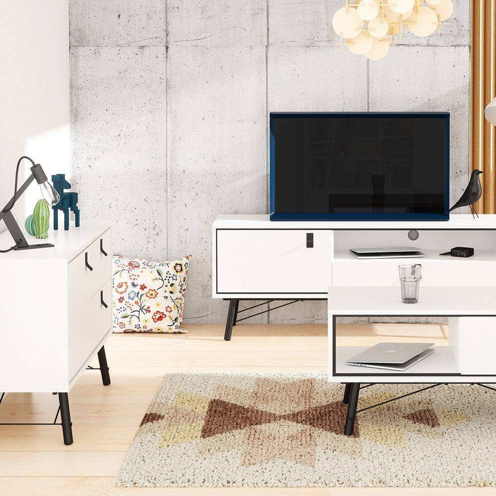 Ry Sideboard with 1 Door + 2 Drawers in Matt White - Price Crash Furniture