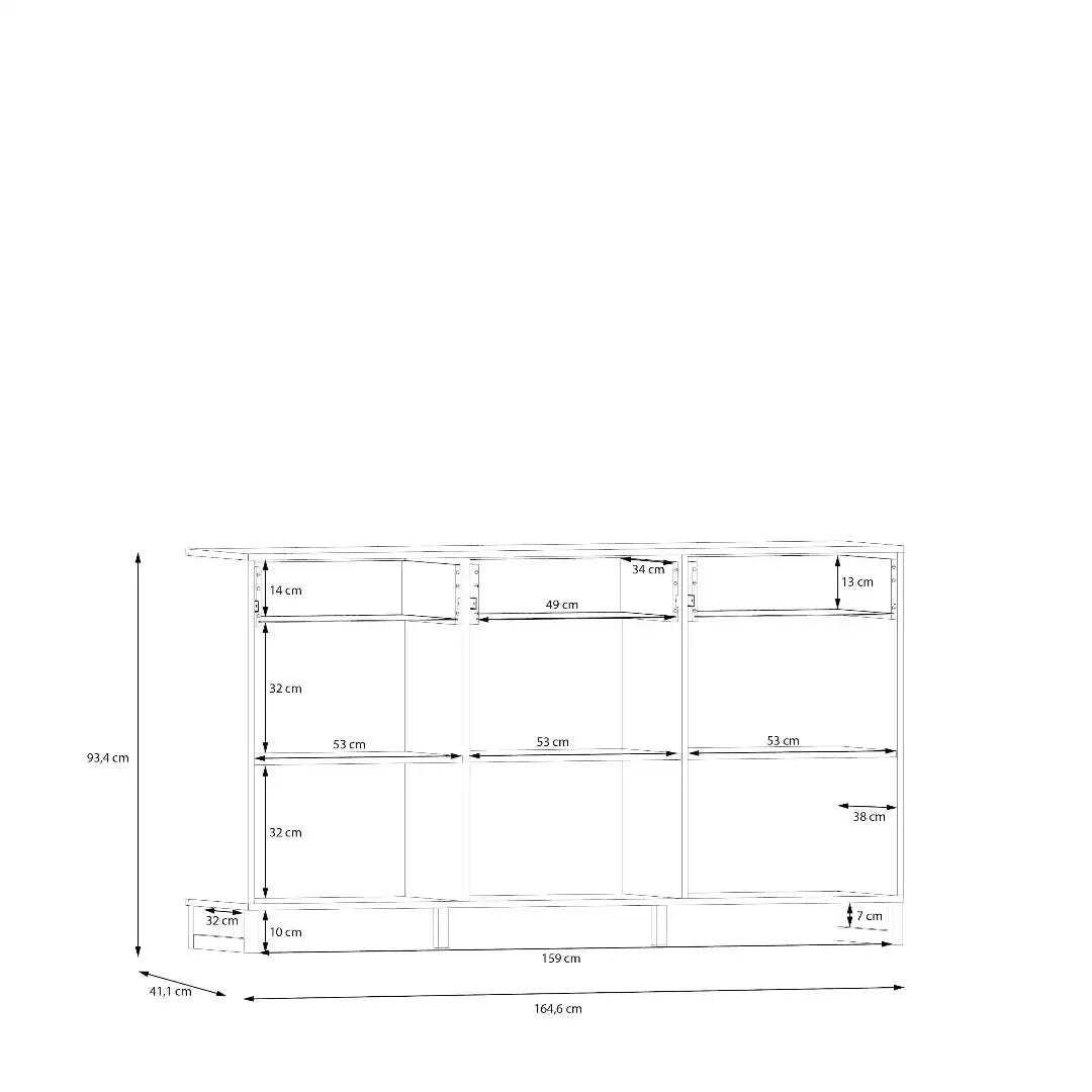 Sali 3 Door 3 Drawer Chest in Light Grey - Price Crash Furniture