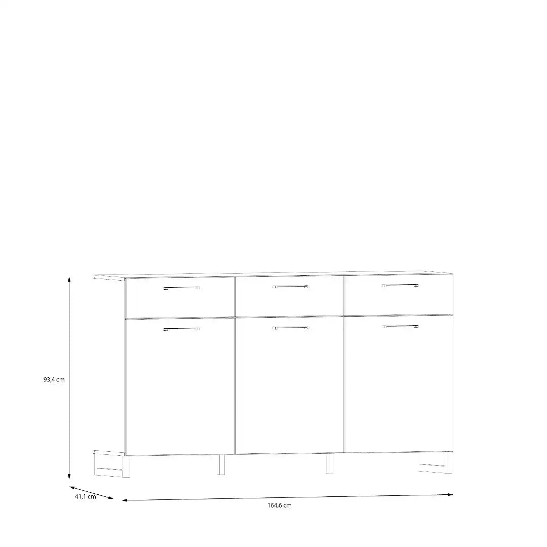 Sali 3 Door 3 Drawer Chest in Light Grey - Price Crash Furniture