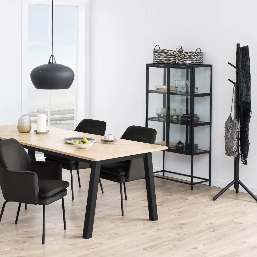 Seaford 2 Glass Door Display Cabinet in Black - Price Crash Furniture