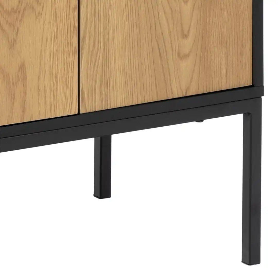 Seaford 3 Door 2 Drawer Sideboard in Black & Oak - Price Crash Furniture