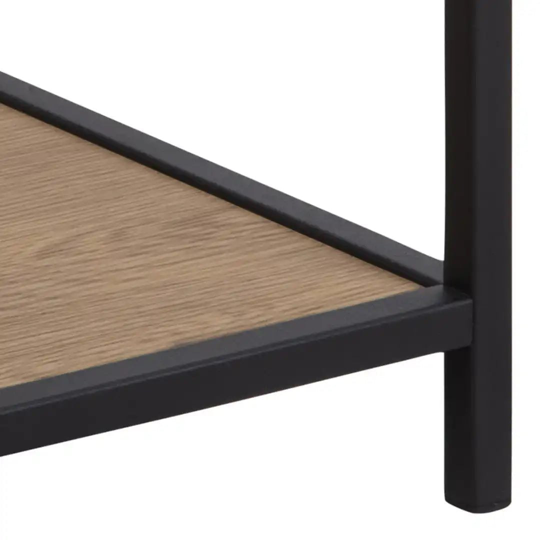 Seaford Bedside Table with 1 Drawer in Black & Oak - Price Crash Furniture