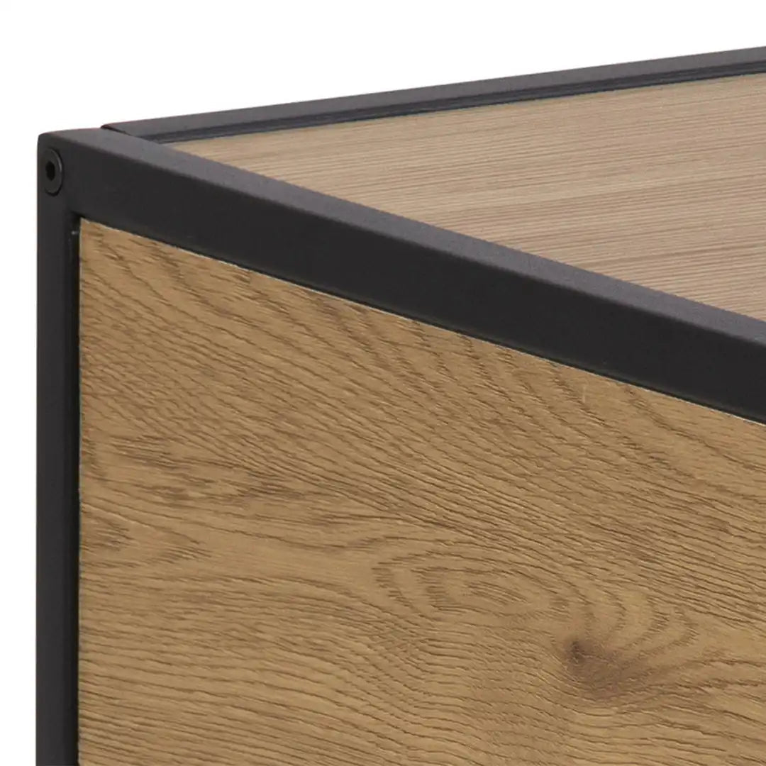 Seaford Bedside Table with 1 Drawer in Black & Oak - Price Crash Furniture