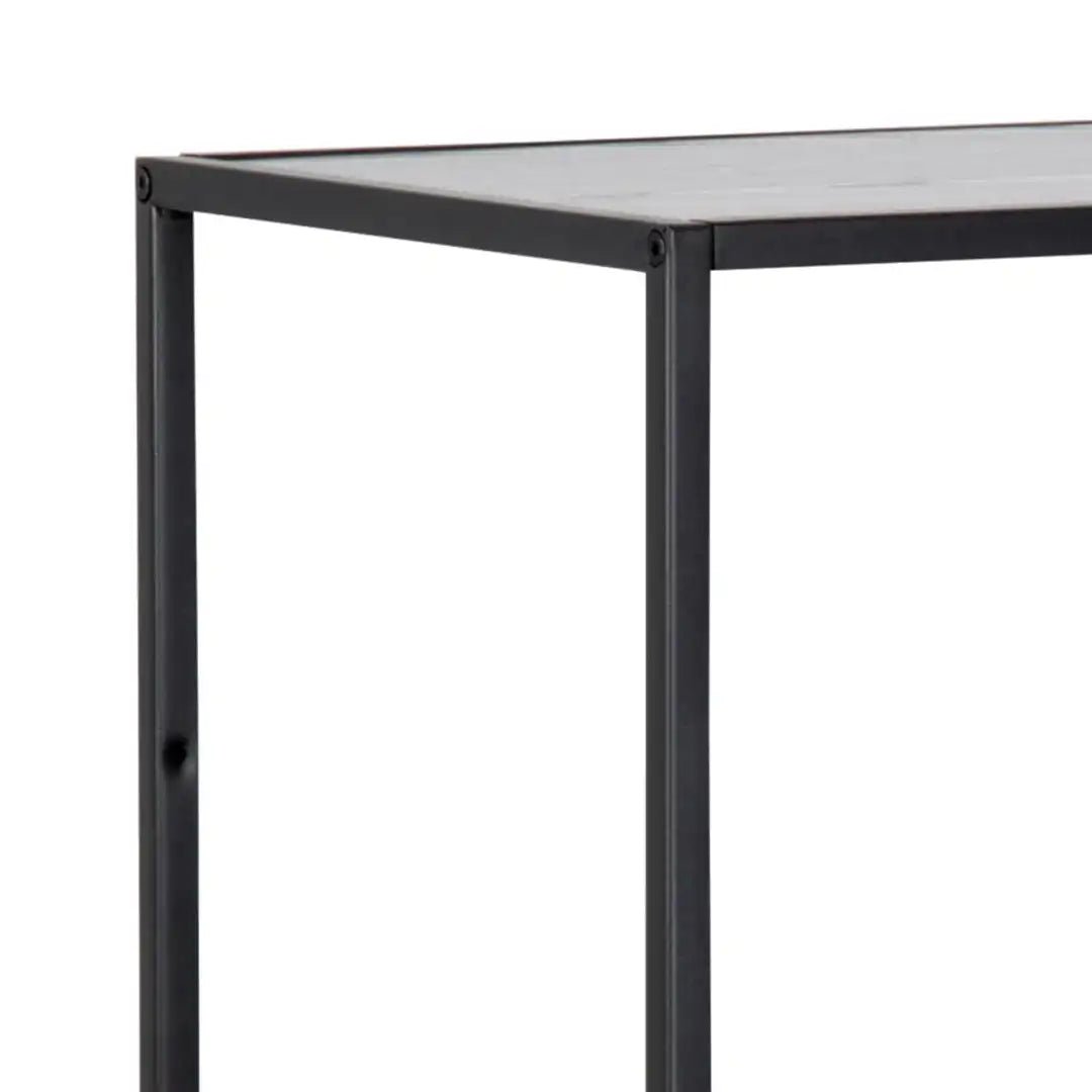 Seaford Black Metal Asymmetrical Bookcase with 3 Black Shelves - Price Crash Furniture