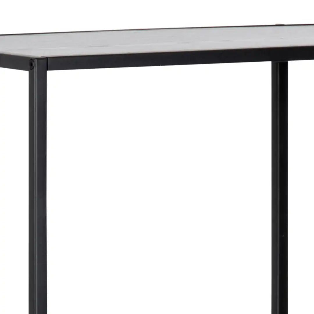 Seaford Black Metal Asymmetrical Bookcase with 3 Black Shelves - Price Crash Furniture