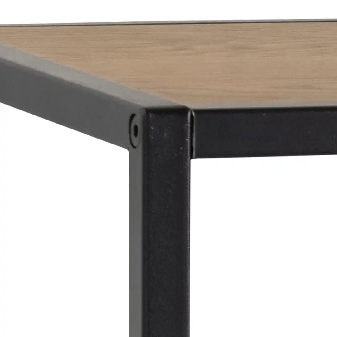 Seaford Black Metal Coat Rack with Oak Top - Price Crash Furniture