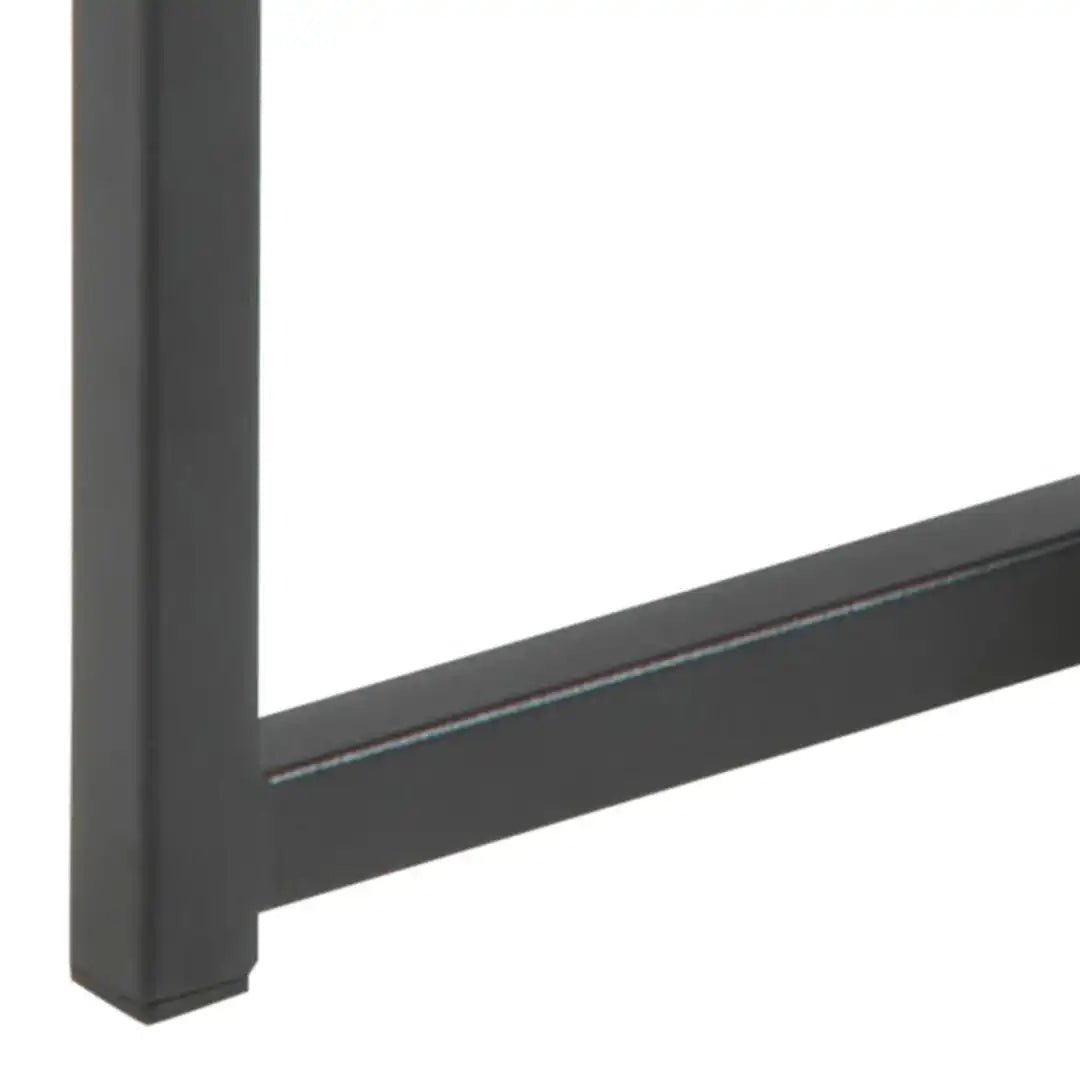 Seaford Black Metal Nest of Tables with Oak Top - Price Crash Furniture