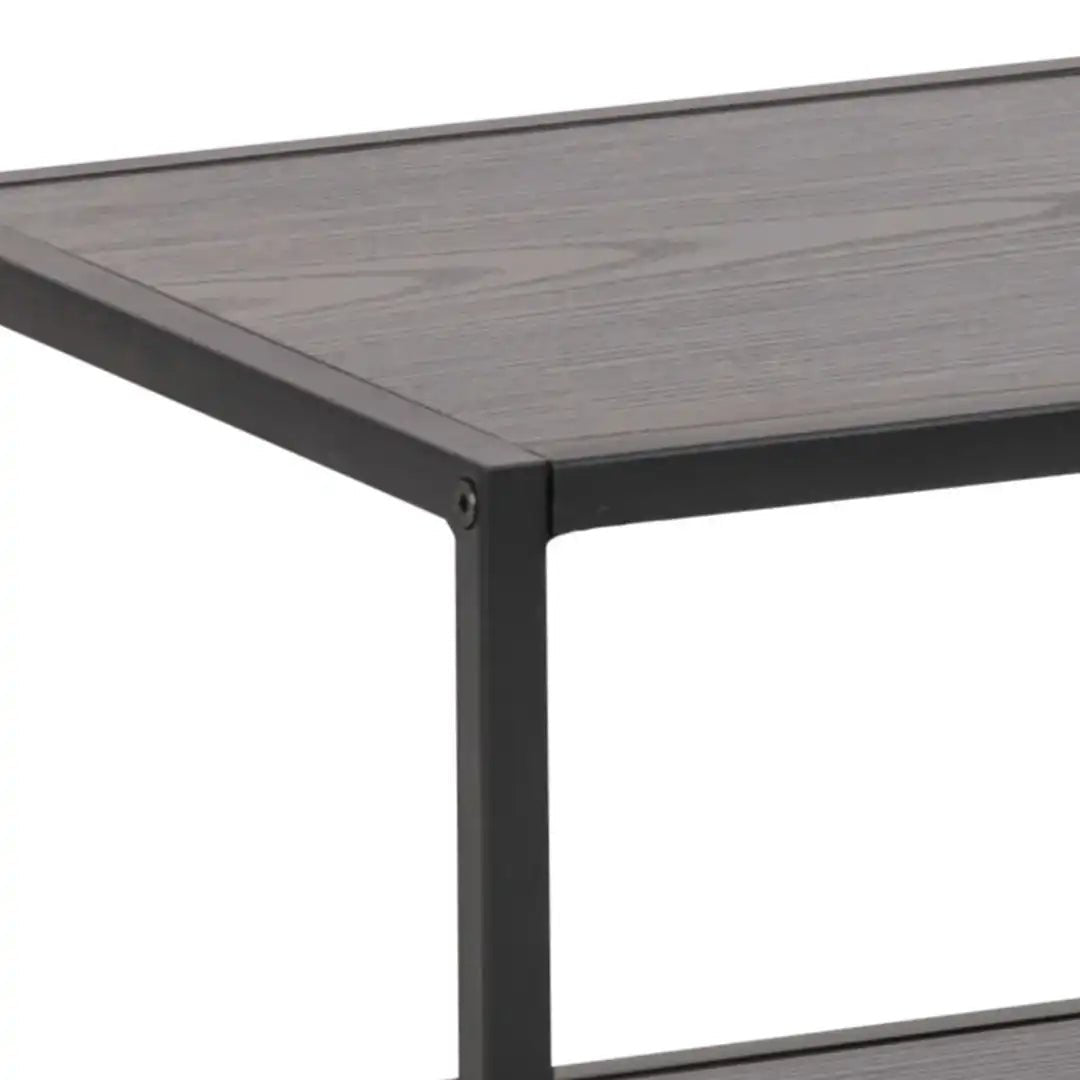 Seaford Black Metal Open TV Unit with 3 Black Shelves - Price Crash Furniture
