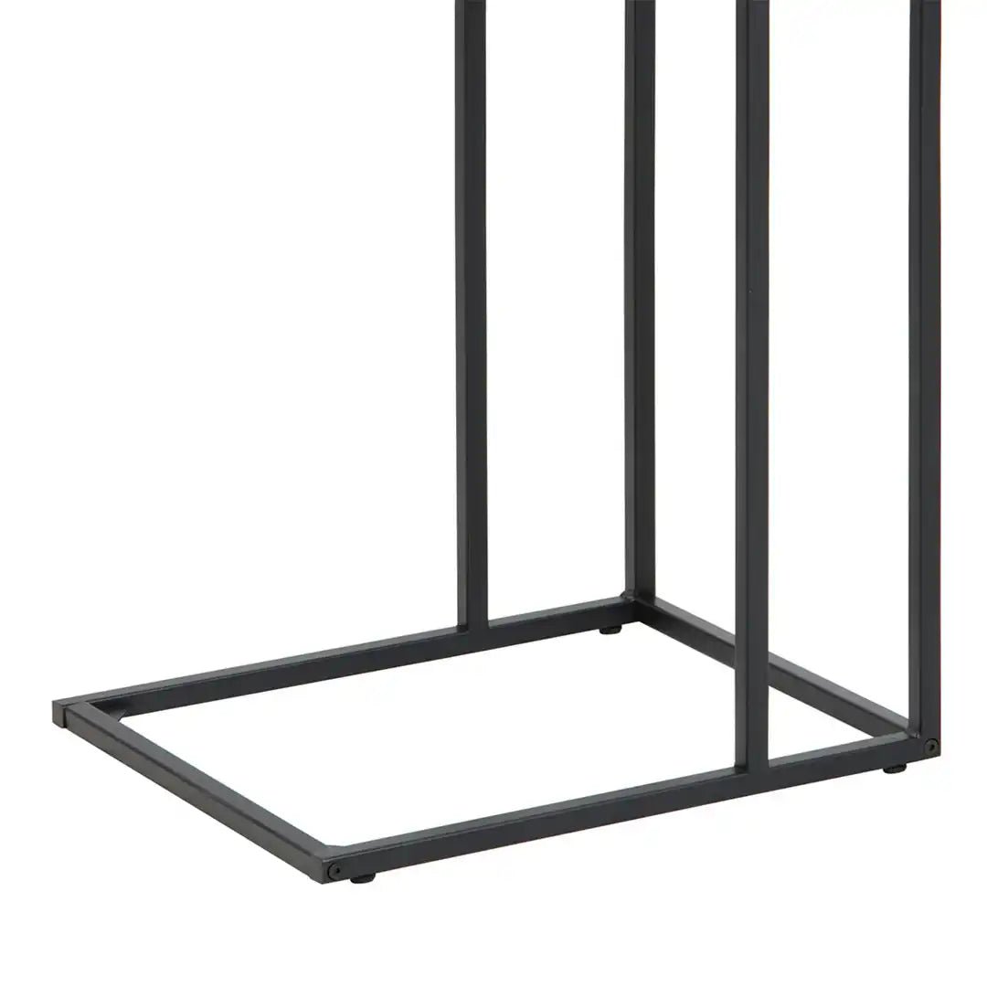 Seaford Black Metal Side Table with Oak Top - Price Crash Furniture