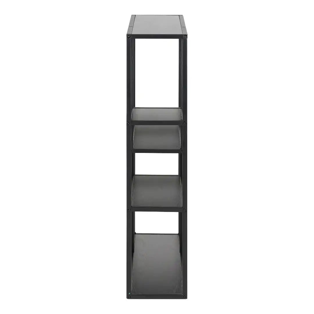 Seaford Black Metal Wall Shelf with 3 Additional Black Shelves - Price Crash Furniture