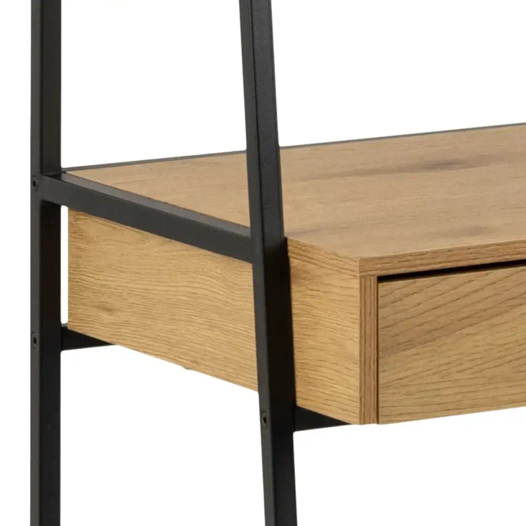 Seaford Bookcase with 1 Drawer in Black and Oak - Price Crash Furniture