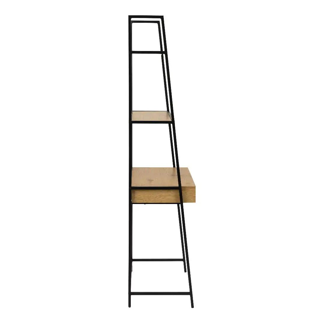 Seaford Bookcase with 1 Drawer in Black and Oak - Price Crash Furniture