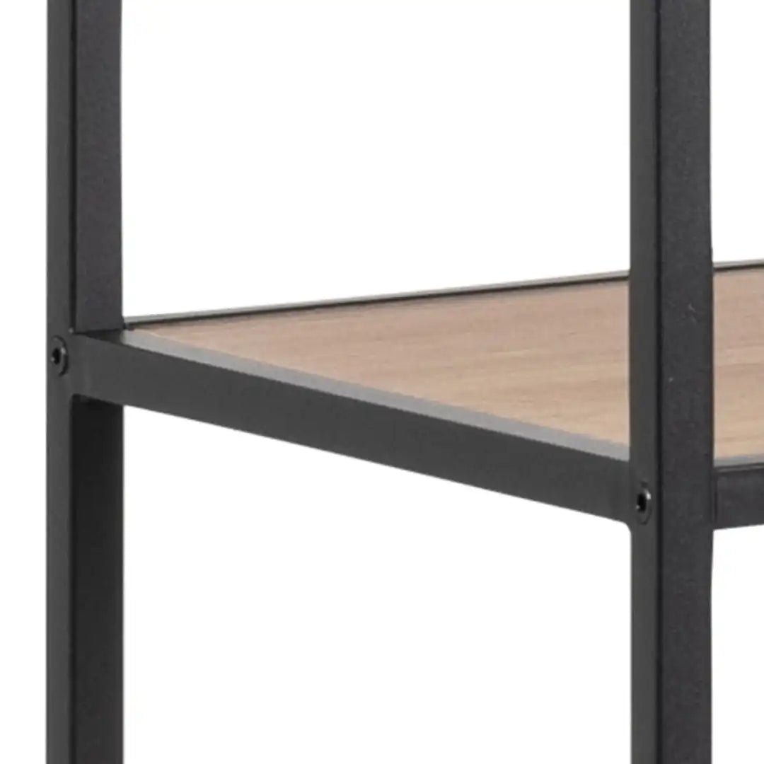 Seaford Bookcase with 5 Shelves in Black and Oak - Price Crash Furniture