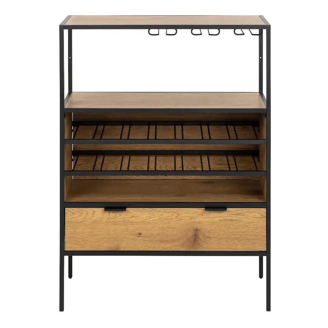 Seaford Cabinet in Black and Oak - Price Crash Furniture