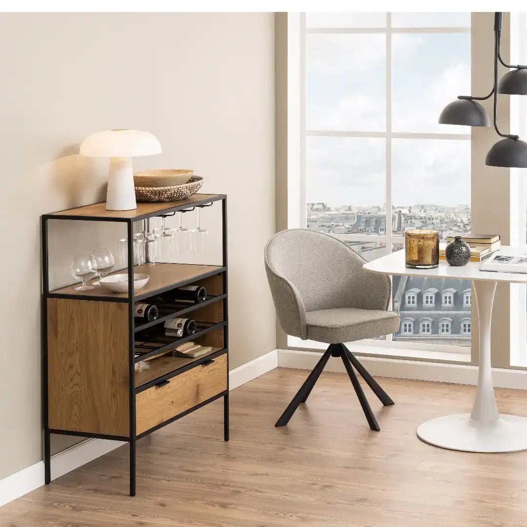 Seaford Cabinet in Black and Oak - Price Crash Furniture