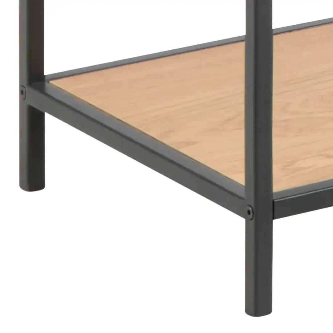 Seaford Console Table, 2 Shelves in Black and Oak - Price Crash Furniture