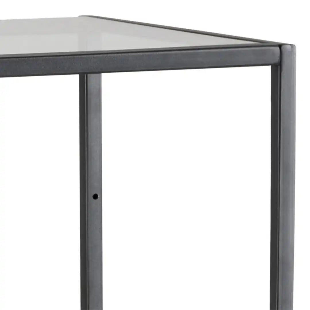 Seaford Narrow Black Metal Bookcase with 3 Glass Shelves - Price Crash Furniture