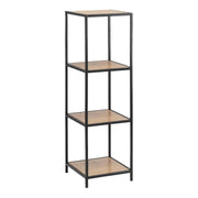 Seaford Narrow Black Metal Bookcase with 3 Oak Shelves - Price Crash Furniture
