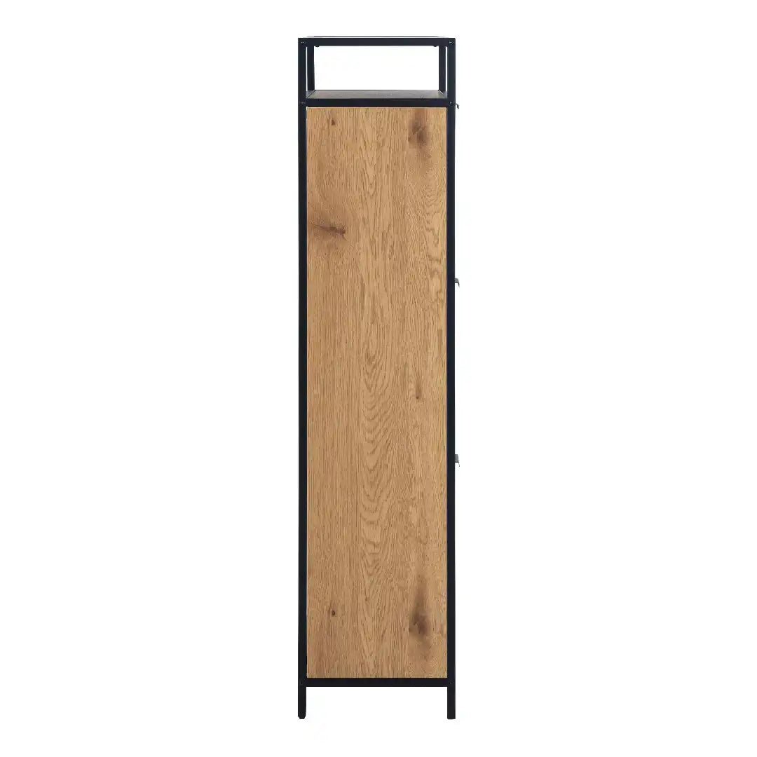Seaford Shoe Cabinet in Black and Oak - Price Crash Furniture