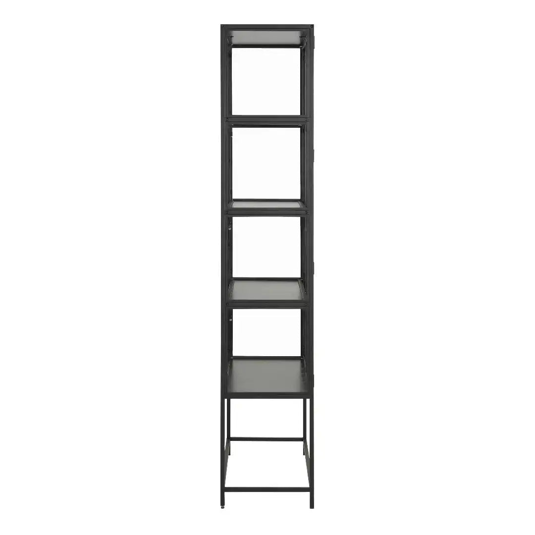 Seaford Tall Black Metal 2 Door Display Cabinet - Price Crash Furniture