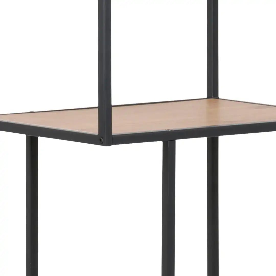 Seaford Tall Black Metal Bookcase with 5 Oak Shelves - Price Crash Furniture