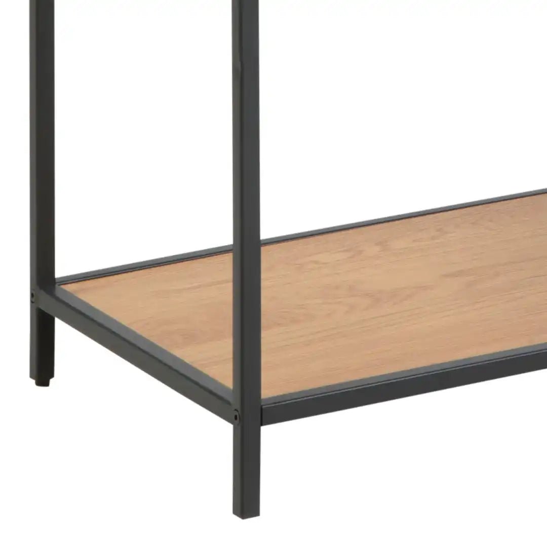Seaford Tall Black Metal Bookcase with 5 Shelves in Oak - Price Crash Furniture