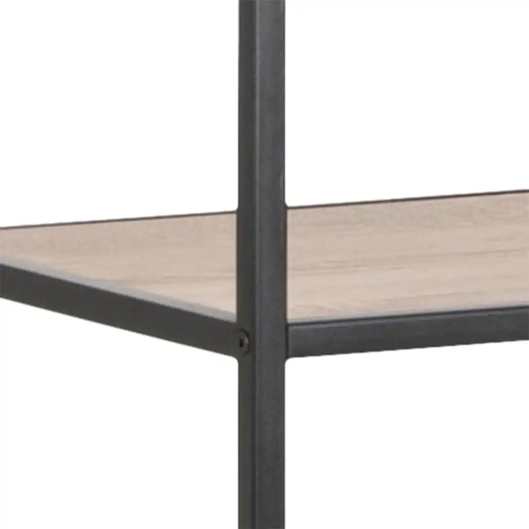 Seaford Tall Black Metal Bookcase with 5 Sonoma Oak Shelves - Price Crash Furniture
