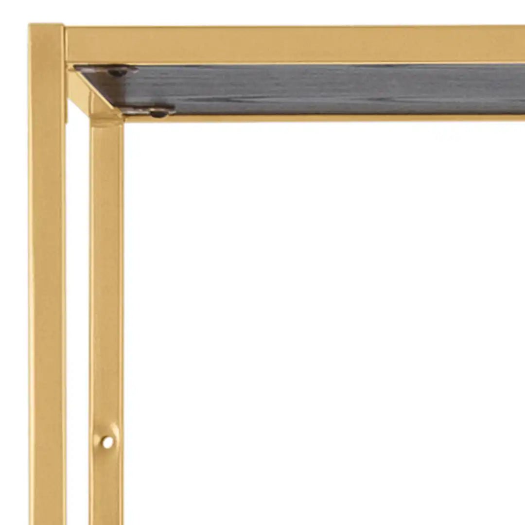 Seaford Tall Gold Metal Bookcase with 5 Black Shelves - Price Crash Furniture