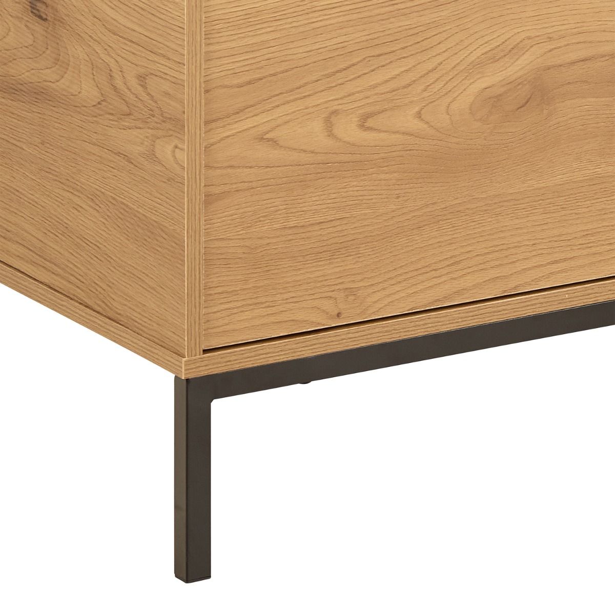 Seaford TV Cabinet 2 Doors 1 Drawer In Matt Wild Oak with Black Legs - Price Crash Furniture