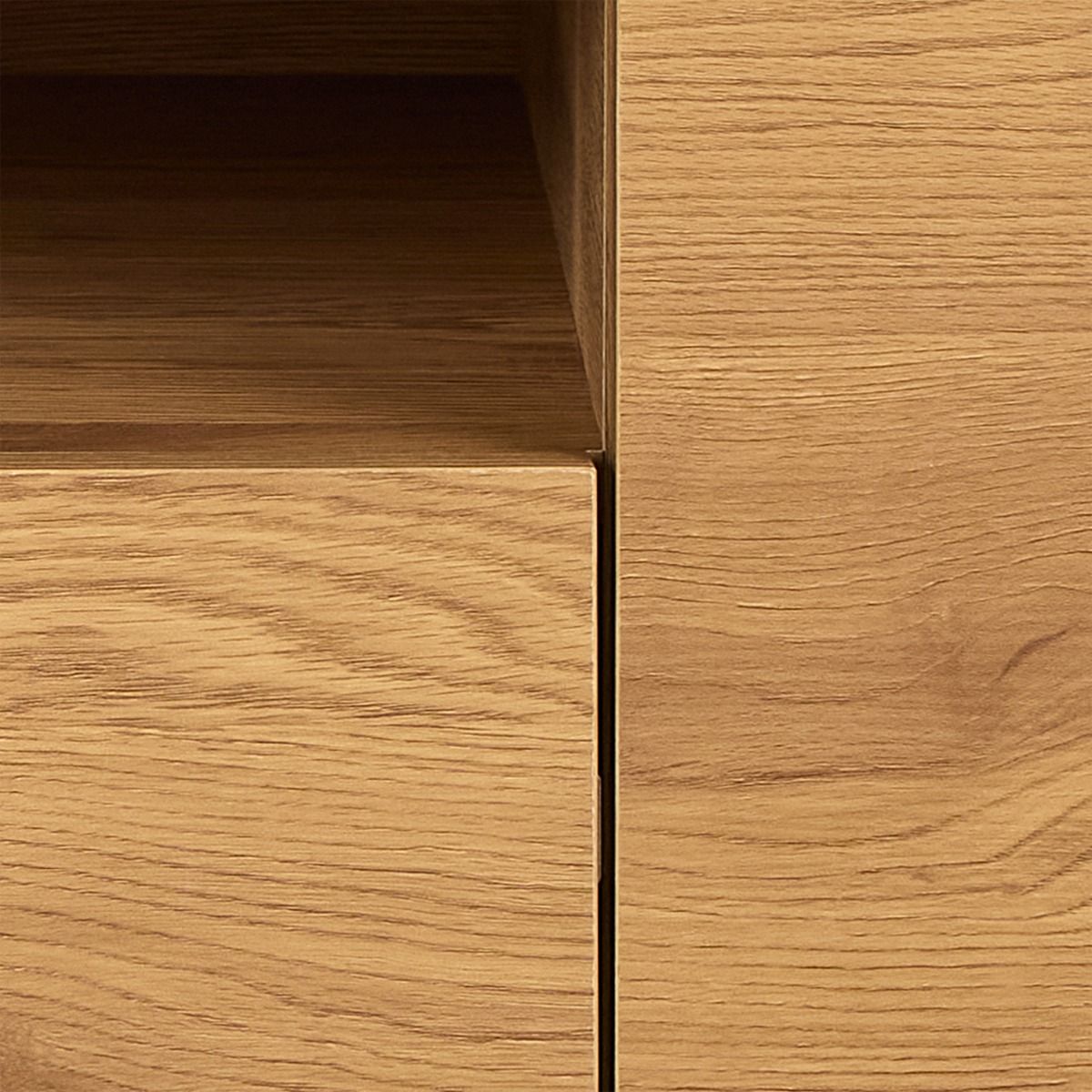 Seaford TV Cabinet 2 Doors 1 Drawer In Matt Wild Oak with Black Legs - Price Crash Furniture